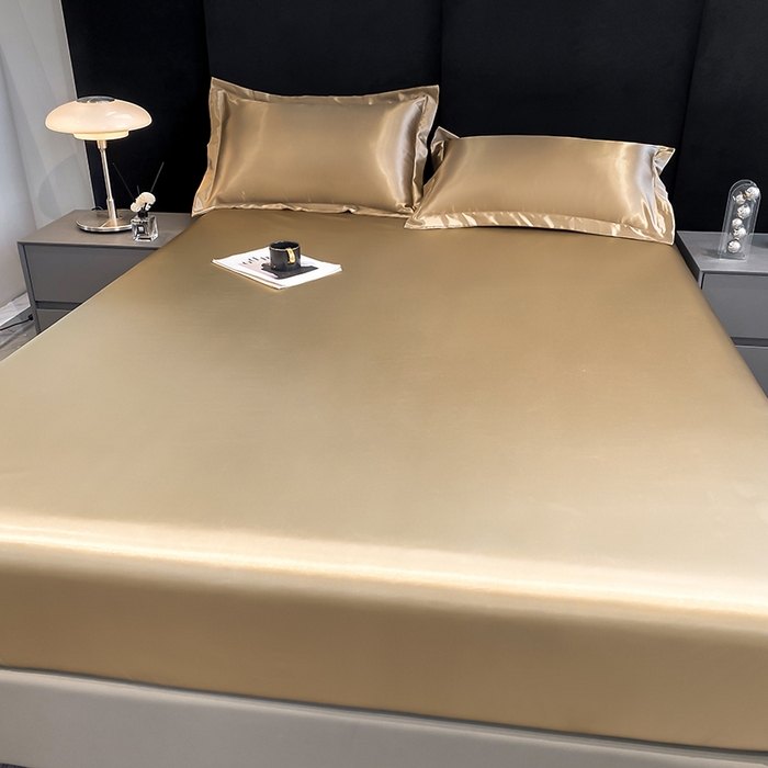 91家纺网 家纺一手货源 找家纺 合纵跨境工厂 2025新款水洗真丝床笠隔尿床单床垫保护套跨境外贸JIT一件代发TEMU亚马逊希音包过核价TPU防水床笠 \" 香槟金