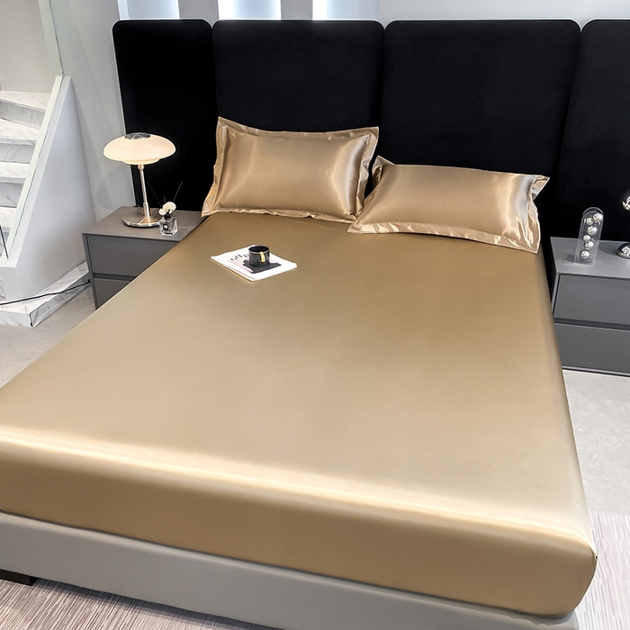 91家纺网 家纺一手货源 找家纺 合纵跨境工厂 2025新款水洗真丝床笠隔尿床单床垫保护套跨境外贸JIT一件代发TEMU亚马逊希音包过核价TPU防水床笠 \" 香槟金