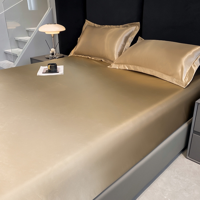 91家纺网 家纺一手货源 找家纺 合纵跨境工厂 2025新款水洗真丝床笠隔尿床单床垫保护套跨境外贸JIT一件代发TEMU亚马逊希音包过核价TPU防水床笠 \" 香槟金