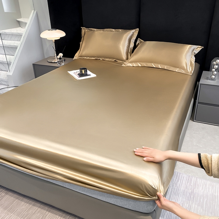 91家纺网 家纺一手货源 找家纺 合纵跨境工厂 2025新款水洗真丝床笠隔尿床单床垫保护套跨境外贸JIT一件代发TEMU亚马逊希音包过核价TPU防水床笠 \" 香槟金