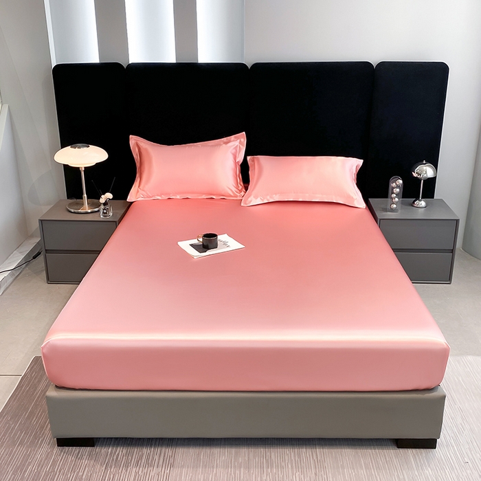 合纵跨境工厂 2025新款水洗真丝床笠隔尿床单床垫保护套跨境外贸JIT一件代发TEMU亚马逊希音包过核价TPU防水床笠 \" 胭脂玉