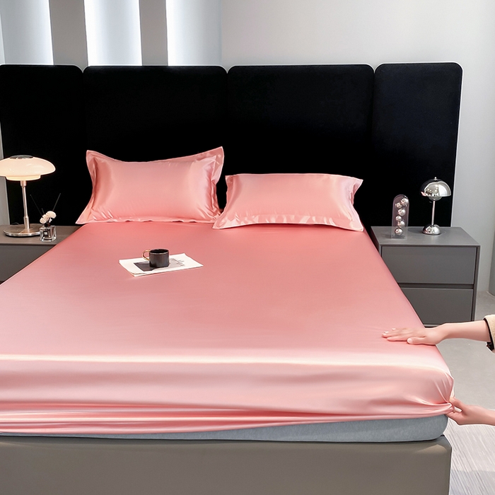 91家纺网 家纺一手货源 找家纺 合纵跨境工厂 2025新款水洗真丝床笠隔尿床单床垫保护套跨境外贸JIT一件代发TEMU亚马逊希音包过核价TPU防水床笠 \" 胭脂玉