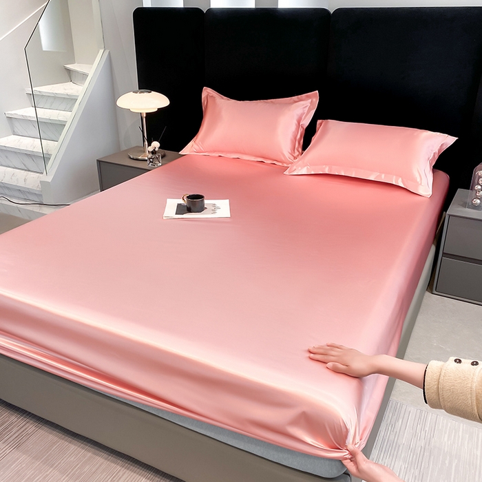 91家纺网 家纺一手货源 找家纺 合纵跨境工厂 2025新款水洗真丝床笠隔尿床单床垫保护套跨境外贸JIT一件代发TEMU亚马逊希音包过核价TPU防水床笠 \" 胭脂玉