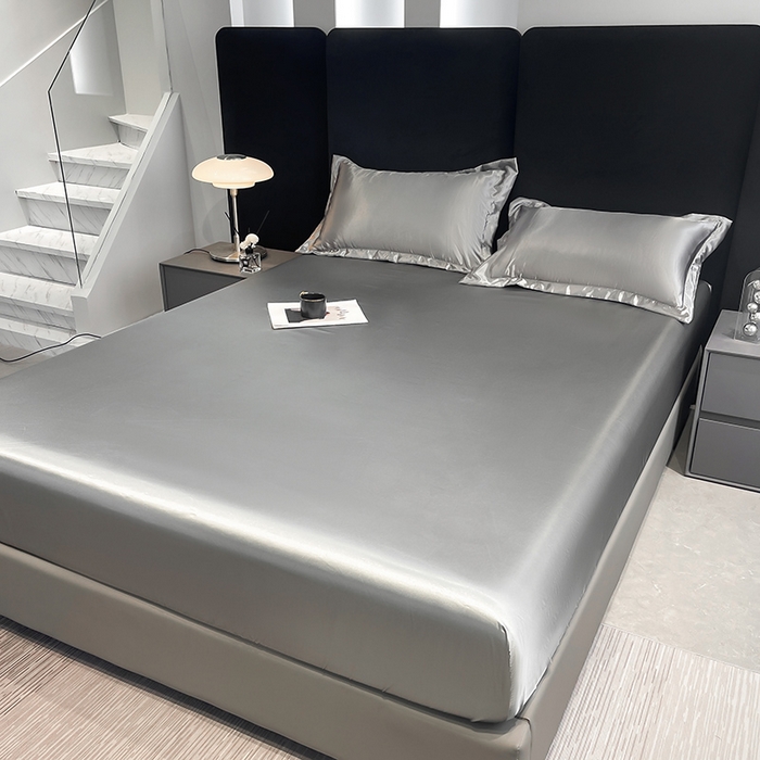 91家纺网 家纺一手货源 找家纺 合纵跨境工厂 2025新款水洗真丝床笠隔尿床单床垫保护套跨境外贸JIT一件代发TEMU亚马逊希音包过核价TPU防水床笠 \" 银灰色