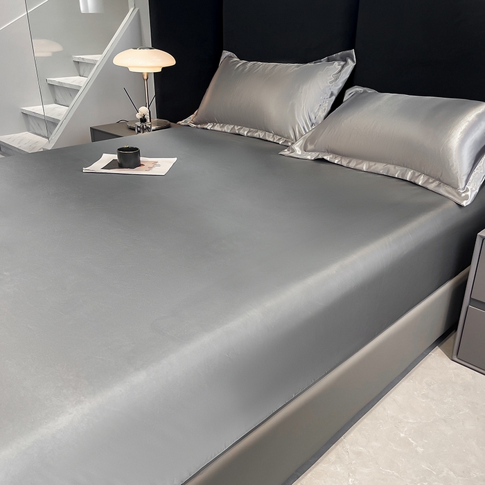 91家纺网 家纺一手货源 找家纺 合纵跨境工厂 2025新款水洗真丝床笠隔尿床单床垫保护套跨境外贸JIT一件代发TEMU亚马逊希音包过核价TPU防水床笠 \" 银灰色