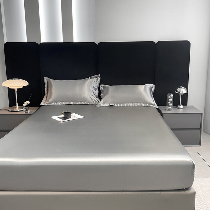 91家纺网 家纺一手货源 找家纺 合纵跨境工厂 2025新款水洗真丝床笠隔尿床单床垫保护套跨境外贸JIT一件代发TEMU亚马逊希音包过核价TPU防水床笠 \" 银灰色