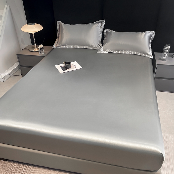 91家纺网 家纺一手货源 找家纺 合纵跨境工厂 2025新款水洗真丝床笠隔尿床单床垫保护套跨境外贸JIT一件代发TEMU亚马逊希音包过核价TPU防水床笠 \" 银灰色