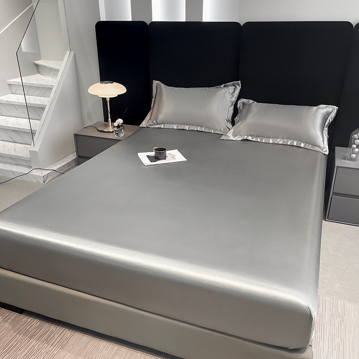 91家纺网 家纺一手货源 找家纺 合纵跨境工厂 2025新款水洗真丝床笠隔尿床单床垫保护套跨境外贸JIT一件代发TEMU亚马逊希音包过核价TPU防水床笠 \" 银灰色