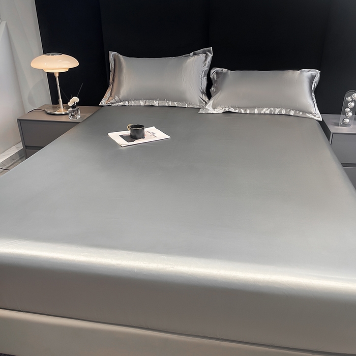 91家纺网 家纺一手货源 找家纺 合纵跨境工厂 2025新款水洗真丝床笠隔尿床单床垫保护套跨境外贸JIT一件代发TEMU亚马逊希音包过核价TPU防水床笠 \" 银灰色