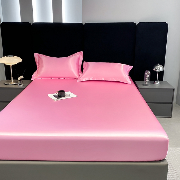 91家纺网 家纺一手货源 找家纺 合纵跨境工厂 2025新款水洗真丝床笠隔尿床单床垫保护套跨境外贸JIT一件代发TEMU亚马逊希音包过核价TPU防水床笠 \" 樱花粉