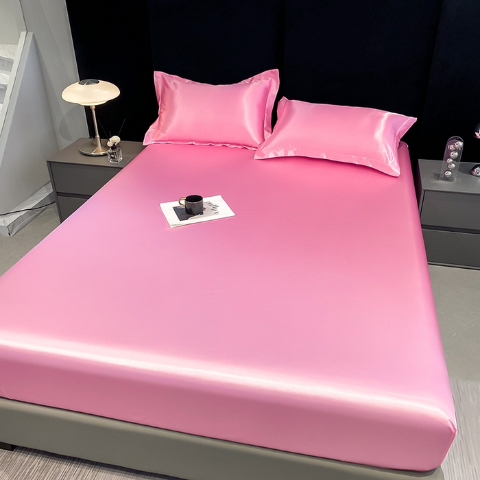 91家纺网 家纺一手货源 找家纺 合纵跨境工厂 2025新款水洗真丝床笠隔尿床单床垫保护套跨境外贸JIT一件代发TEMU亚马逊希音包过核价TPU防水床笠 \" 樱花粉