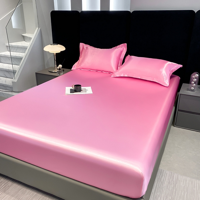 91家纺网 家纺一手货源 找家纺 合纵跨境工厂 2025新款水洗真丝床笠隔尿床单床垫保护套跨境外贸JIT一件代发TEMU亚马逊希音包过核价TPU防水床笠 \" 樱花粉