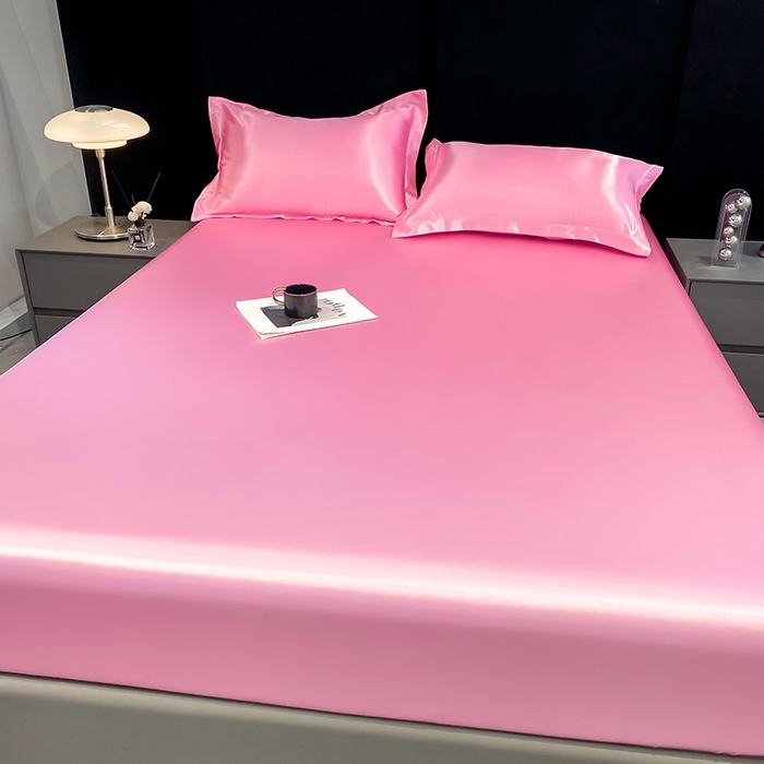 91家纺网 家纺一手货源 找家纺 合纵跨境工厂 2025新款水洗真丝床笠隔尿床单床垫保护套跨境外贸JIT一件代发TEMU亚马逊希音包过核价TPU防水床笠 \" 樱花粉