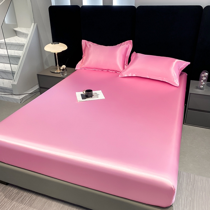 91家纺网 家纺一手货源 找家纺 合纵跨境工厂 2025新款水洗真丝床笠隔尿床单床垫保护套跨境外贸JIT一件代发TEMU亚马逊希音包过核价TPU防水床笠 \" 樱花粉