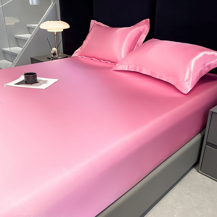 91家纺网 家纺一手货源 找家纺 合纵跨境工厂 2025新款水洗真丝床笠隔尿床单床垫保护套跨境外贸JIT一件代发TEMU亚马逊希音包过核价TPU防水床笠 \" 樱花粉