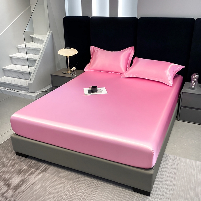 91家纺网 家纺一手货源 找家纺 合纵跨境工厂 2025新款水洗真丝床笠隔尿床单床垫保护套跨境外贸JIT一件代发TEMU亚马逊希音包过核价TPU防水床笠 \" 樱花粉