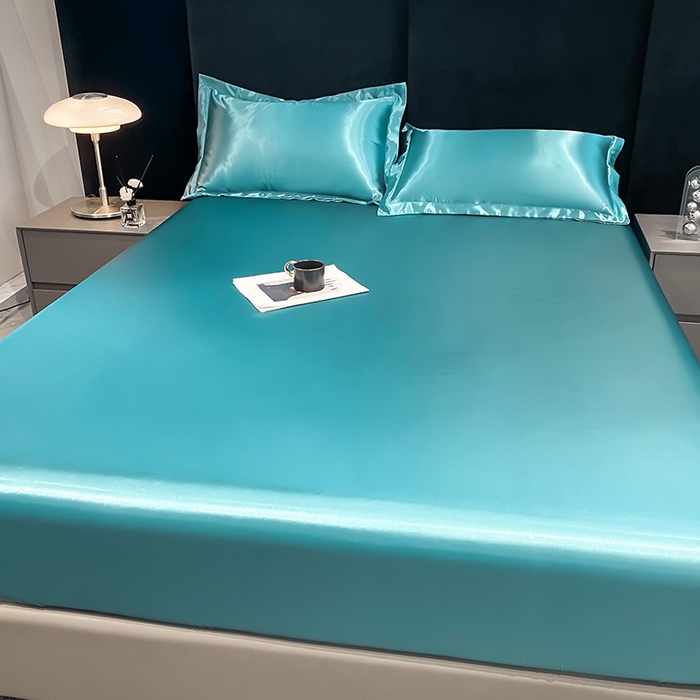 91家纺网 家纺一手货源 找家纺 合纵跨境工厂 2025新款水洗真丝床笠隔尿床单床垫保护套跨境外贸JIT一件代发TEMU亚马逊希音包过核价TPU防水床笠 \" 月光蓝