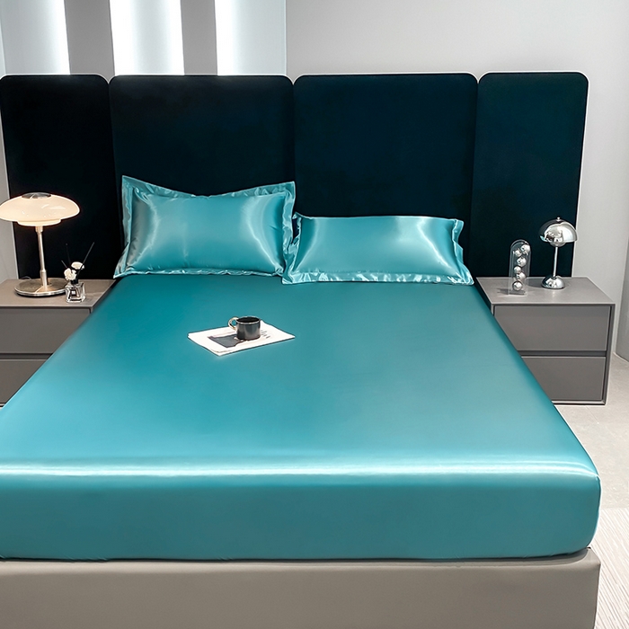 91家纺网 家纺一手货源 找家纺 合纵跨境工厂 2025新款水洗真丝床笠隔尿床单床垫保护套跨境外贸JIT一件代发TEMU亚马逊希音包过核价TPU防水床笠 \" 月光蓝