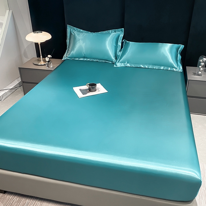 91家纺网 家纺一手货源 找家纺 合纵跨境工厂 2025新款水洗真丝床笠隔尿床单床垫保护套跨境外贸JIT一件代发TEMU亚马逊希音包过核价TPU防水床笠 \" 月光蓝