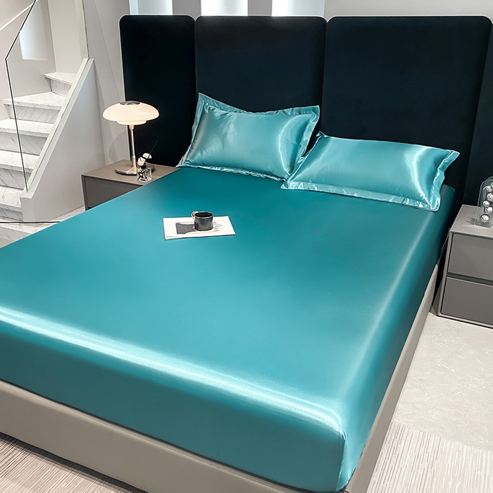 91家纺网 家纺一手货源 找家纺 合纵跨境工厂 2025新款水洗真丝床笠隔尿床单床垫保护套跨境外贸JIT一件代发TEMU亚马逊希音包过核价TPU防水床笠 \" 月光蓝