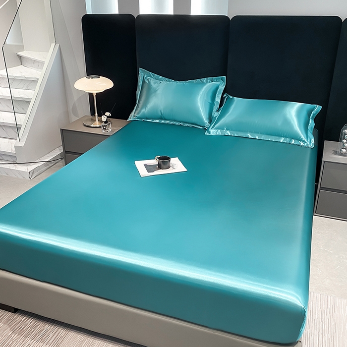 91家纺网 家纺一手货源 找家纺 合纵跨境工厂 2025新款水洗真丝床笠隔尿床单床垫保护套跨境外贸JIT一件代发TEMU亚马逊希音包过核价TPU防水床笠 \" 月光蓝