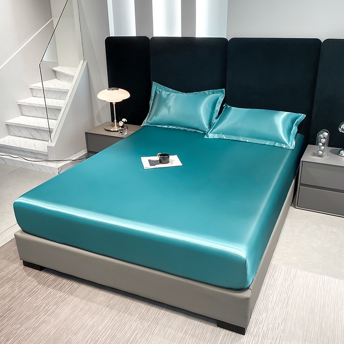 91家纺网 家纺一手货源 找家纺 合纵跨境工厂 2025新款水洗真丝床笠隔尿床单床垫保护套跨境外贸JIT一件代发TEMU亚马逊希音包过核价TPU防水床笠 \" 月光蓝