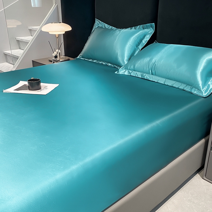 91家纺网 家纺一手货源 找家纺 合纵跨境工厂 2025新款水洗真丝床笠隔尿床单床垫保护套跨境外贸JIT一件代发TEMU亚马逊希音包过核价TPU防水床笠 \" 月光蓝