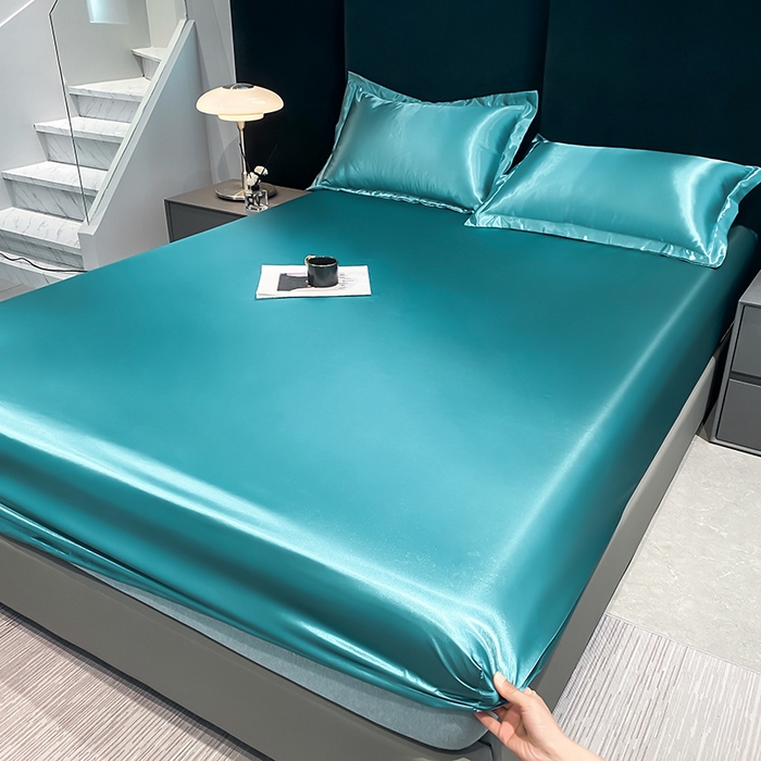 91家纺网 家纺一手货源 找家纺 合纵跨境工厂 2025新款水洗真丝床笠隔尿床单床垫保护套跨境外贸JIT一件代发TEMU亚马逊希音包过核价TPU防水床笠 \" 月光蓝