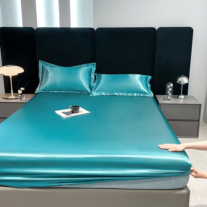 91家纺网 家纺一手货源 找家纺 合纵跨境工厂 2025新款水洗真丝床笠隔尿床单床垫保护套跨境外贸JIT一件代发TEMU亚马逊希音包过核价TPU防水床笠 \" 月光蓝