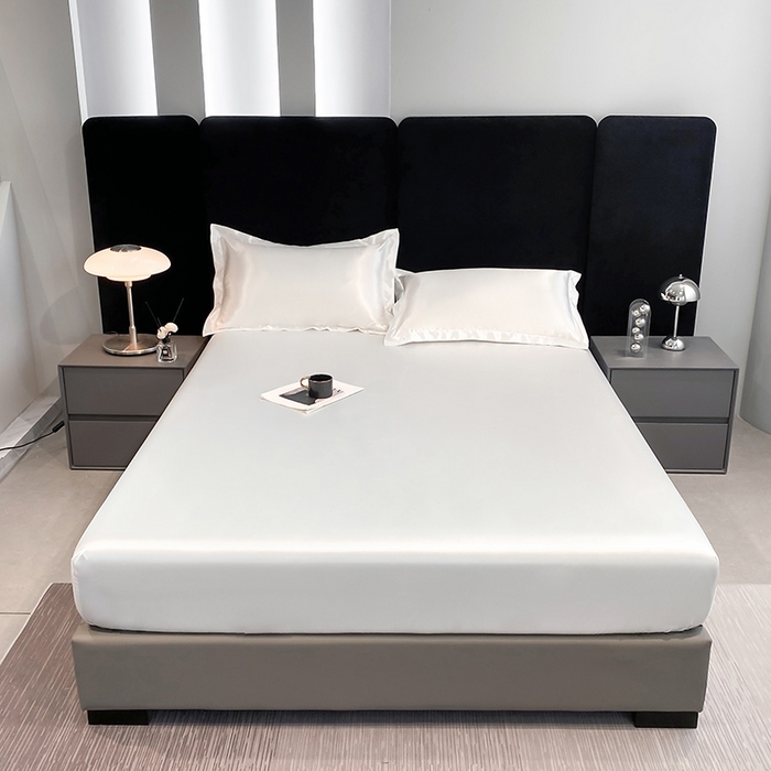 合纵跨境工厂 2025新款水洗真丝床笠隔尿床单床垫保护套跨境外贸JIT一件代发TEMU亚马逊希音包过核价TPU防水床笠 \" 珍珠白