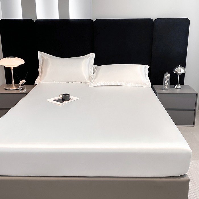 91家纺网 家纺一手货源 找家纺 合纵跨境工厂 2025新款水洗真丝床笠隔尿床单床垫保护套跨境外贸JIT一件代发TEMU亚马逊希音包过核价TPU防水床笠 \" 珍珠白