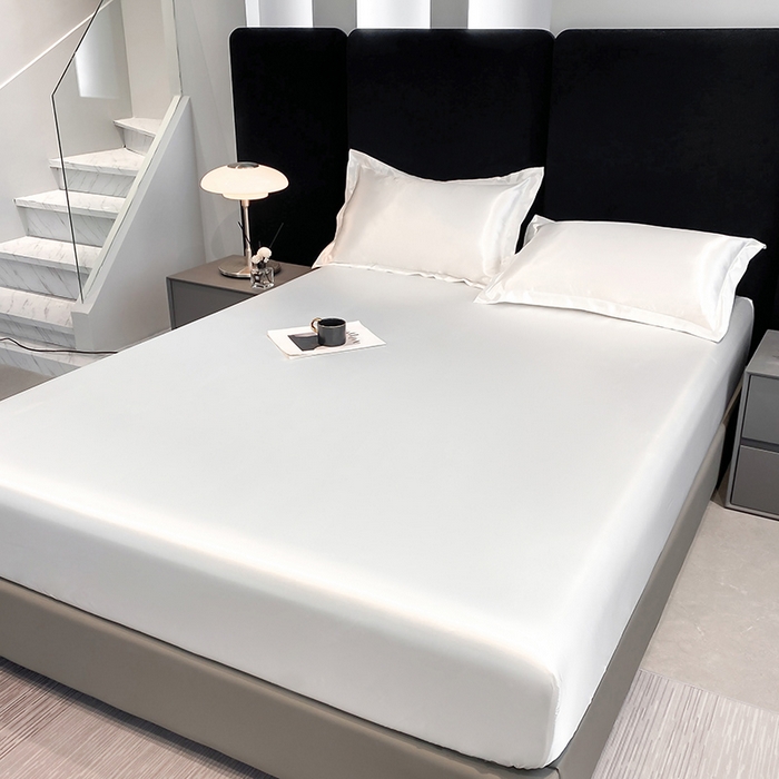 91家纺网 家纺一手货源 找家纺 合纵跨境工厂 2025新款水洗真丝床笠隔尿床单床垫保护套跨境外贸JIT一件代发TEMU亚马逊希音包过核价TPU防水床笠 \" 珍珠白