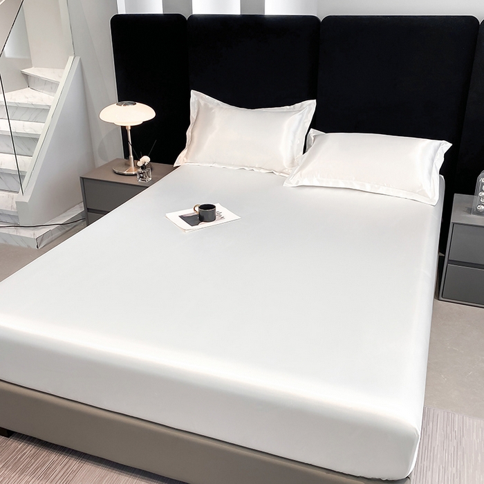 91家纺网 家纺一手货源 找家纺 合纵跨境工厂 2025新款水洗真丝床笠隔尿床单床垫保护套跨境外贸JIT一件代发TEMU亚马逊希音包过核价TPU防水床笠 \" 珍珠白