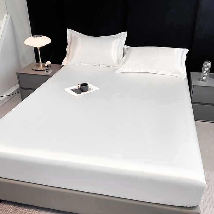 91家纺网 家纺一手货源 找家纺 合纵跨境工厂 2025新款水洗真丝床笠隔尿床单床垫保护套跨境外贸JIT一件代发TEMU亚马逊希音包过核价TPU防水床笠 \" 珍珠白