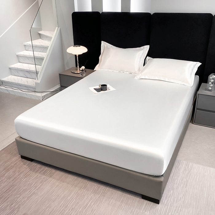 91家纺网 家纺一手货源 找家纺 合纵跨境工厂 2025新款水洗真丝床笠隔尿床单床垫保护套跨境外贸JIT一件代发TEMU亚马逊希音包过核价TPU防水床笠 \" 珍珠白