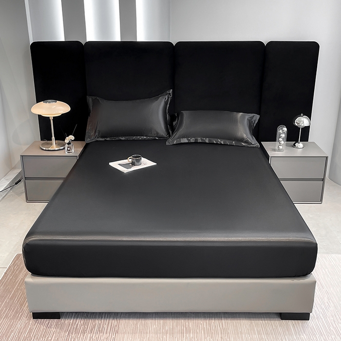 合纵跨境工厂 2025新款水洗真丝床笠隔尿床单床垫保护套跨境外贸JIT一件代发TEMU亚马逊希音包过核价TPU防水床笠 \\\" 至尊黑