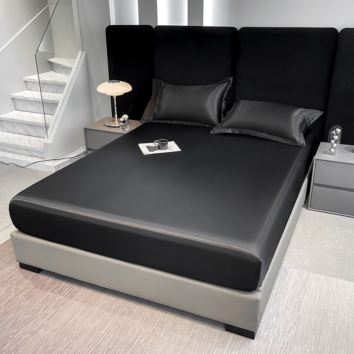 91家纺网 家纺一手货源 找家纺 合纵跨境工厂 2025新款水洗真丝床笠隔尿床单床垫保护套跨境外贸JIT一件代发TEMU亚马逊希音包过核价TPU防水床笠 \\\" 至尊黑