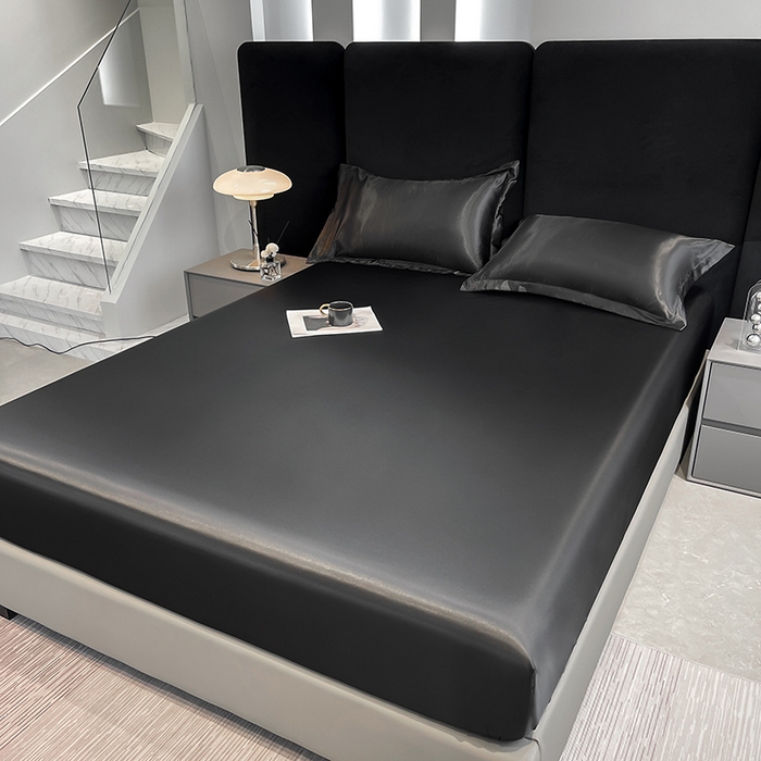 91家纺网 家纺一手货源 找家纺 合纵跨境工厂 2025新款水洗真丝床笠隔尿床单床垫保护套跨境外贸JIT一件代发TEMU亚马逊希音包过核价TPU防水床笠 \\\" 至尊黑