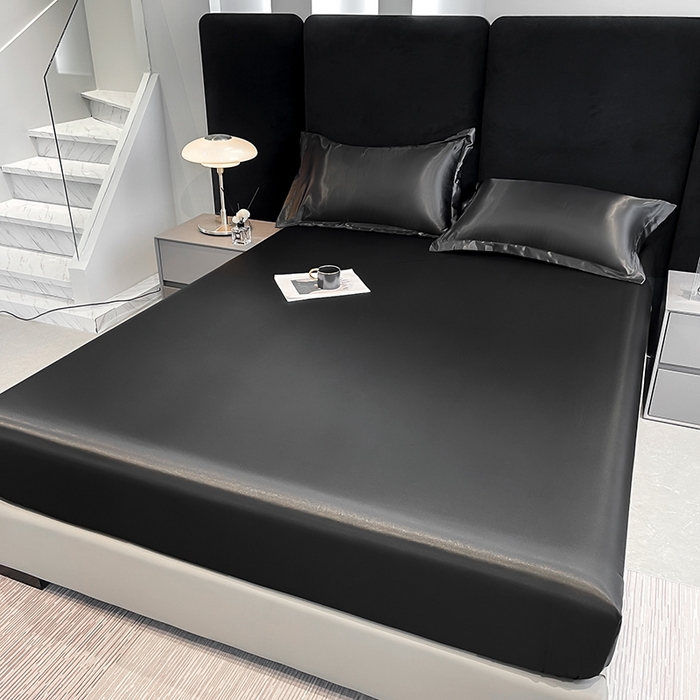 91家纺网 家纺一手货源 找家纺 合纵跨境工厂 2025新款水洗真丝床笠隔尿床单床垫保护套跨境外贸JIT一件代发TEMU亚马逊希音包过核价TPU防水床笠 \\\" 至尊黑