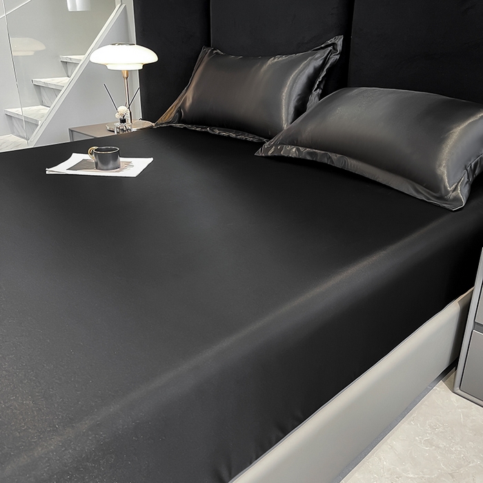 91家纺网 家纺一手货源 找家纺 合纵跨境工厂 2025新款水洗真丝床笠隔尿床单床垫保护套跨境外贸JIT一件代发TEMU亚马逊希音包过核价TPU防水床笠 \\\" 至尊黑