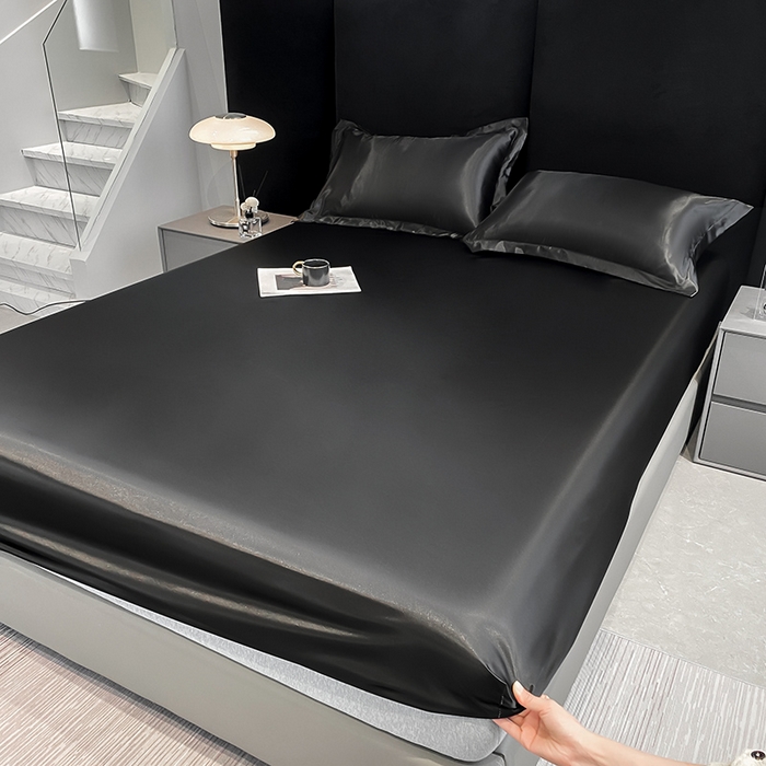 91家纺网 家纺一手货源 找家纺 合纵跨境工厂 2025新款水洗真丝床笠隔尿床单床垫保护套跨境外贸JIT一件代发TEMU亚马逊希音包过核价TPU防水床笠 \\\" 至尊黑