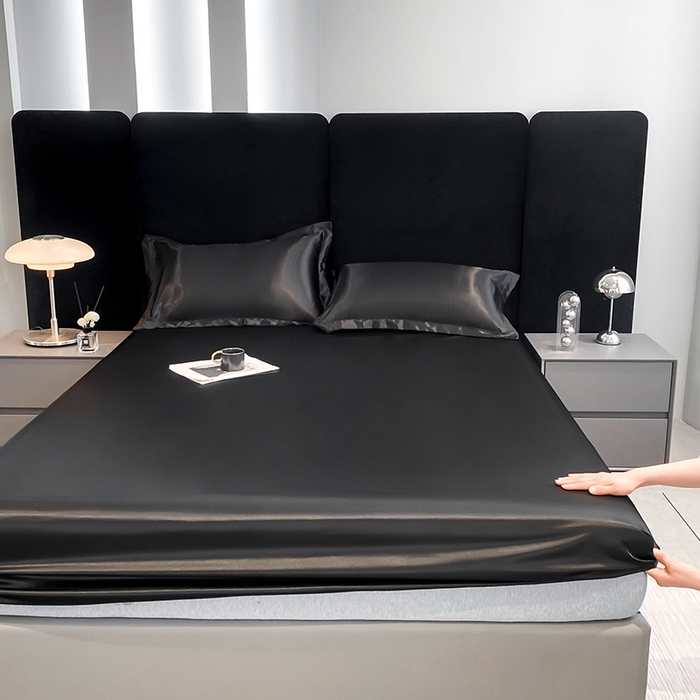 91家纺网 家纺一手货源 找家纺 合纵跨境工厂 2025新款水洗真丝床笠隔尿床单床垫保护套跨境外贸JIT一件代发TEMU亚马逊希音包过核价TPU防水床笠 \\\" 至尊黑