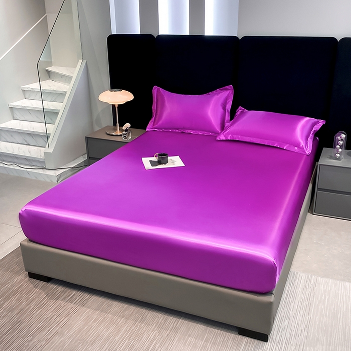 91家纺网 家纺一手货源 找家纺 合纵跨境工厂 2025新款水洗真丝床笠隔尿床单床垫保护套跨境外贸JIT一件代发TEMU亚马逊希音包过核价TPU防水床笠 \" 紫罗兰