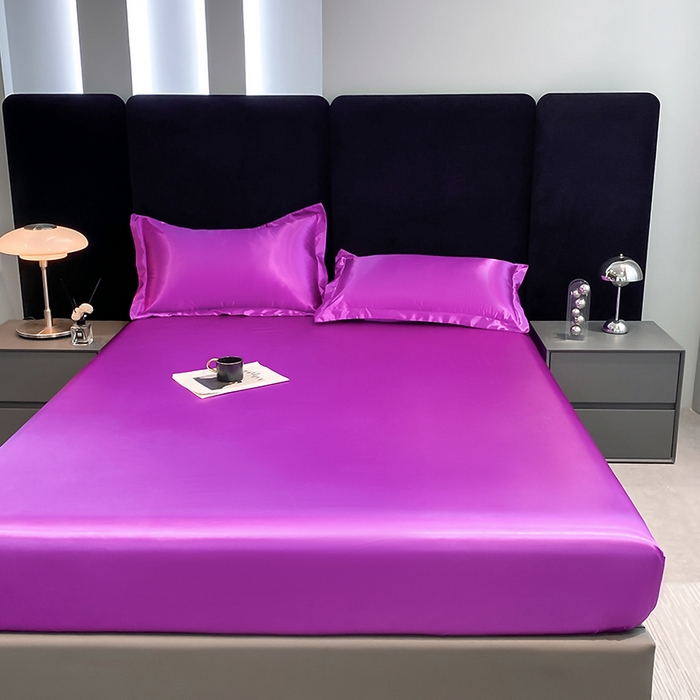 91家纺网 家纺一手货源 找家纺 合纵跨境工厂 2025新款水洗真丝床笠隔尿床单床垫保护套跨境外贸JIT一件代发TEMU亚马逊希音包过核价TPU防水床笠 \" 紫罗兰