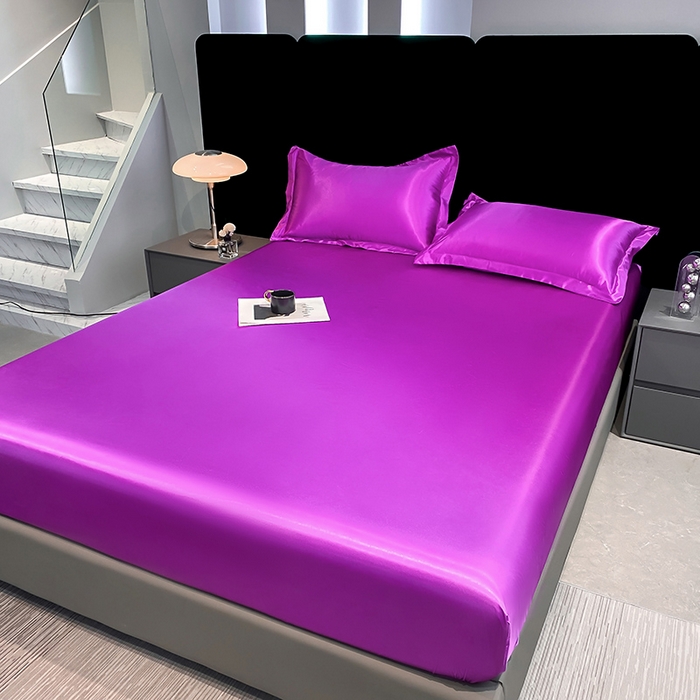 91家纺网 家纺一手货源 找家纺 合纵跨境工厂 2025新款水洗真丝床笠隔尿床单床垫保护套跨境外贸JIT一件代发TEMU亚马逊希音包过核价TPU防水床笠 \" 紫罗兰