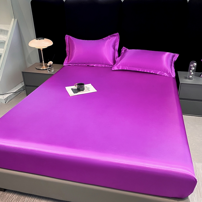 91家纺网 家纺一手货源 找家纺 合纵跨境工厂 2025新款水洗真丝床笠隔尿床单床垫保护套跨境外贸JIT一件代发TEMU亚马逊希音包过核价TPU防水床笠 \" 紫罗兰