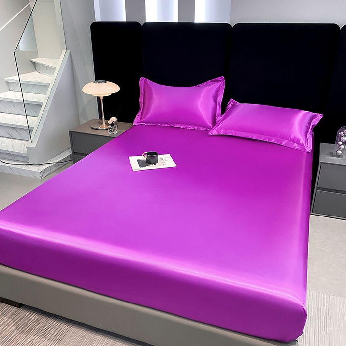 91家纺网 家纺一手货源 找家纺 合纵跨境工厂 2025新款水洗真丝床笠隔尿床单床垫保护套跨境外贸JIT一件代发TEMU亚马逊希音包过核价TPU防水床笠 \" 紫罗兰