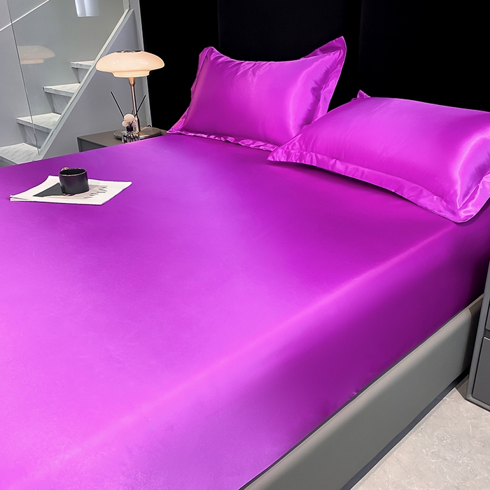 91家纺网 家纺一手货源 找家纺 合纵跨境工厂 2025新款水洗真丝床笠隔尿床单床垫保护套跨境外贸JIT一件代发TEMU亚马逊希音包过核价TPU防水床笠 \" 紫罗兰