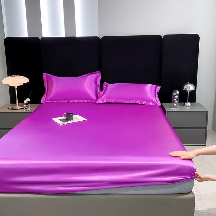 91家纺网 家纺一手货源 找家纺 合纵跨境工厂 2025新款水洗真丝床笠隔尿床单床垫保护套跨境外贸JIT一件代发TEMU亚马逊希音包过核价TPU防水床笠 \" 紫罗兰