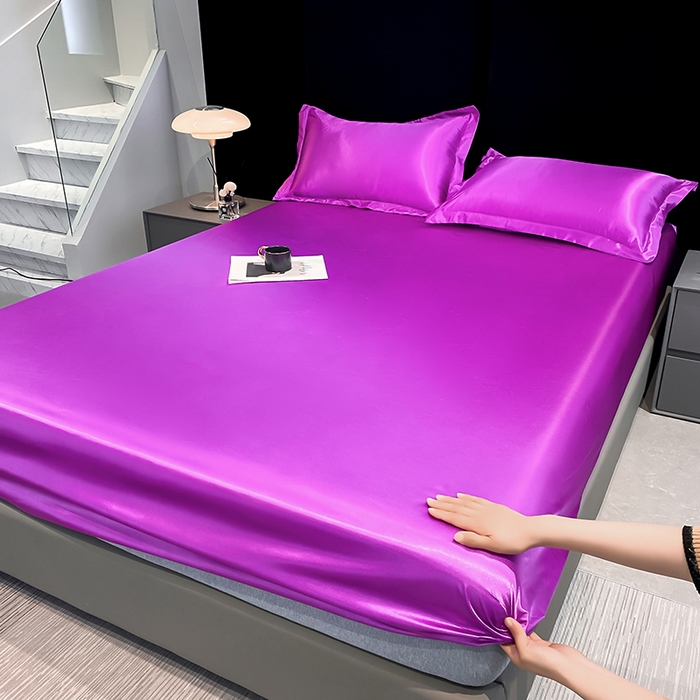91家纺网 家纺一手货源 找家纺 合纵跨境工厂 2025新款水洗真丝床笠隔尿床单床垫保护套跨境外贸JIT一件代发TEMU亚马逊希音包过核价TPU防水床笠 \" 紫罗兰